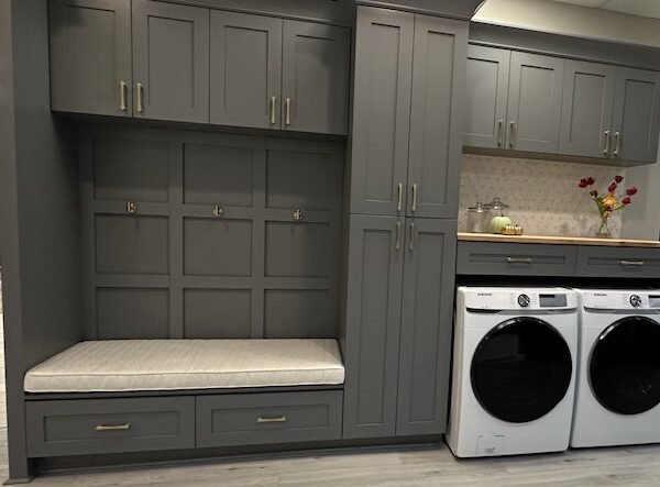 custom gray cabinets laundry room